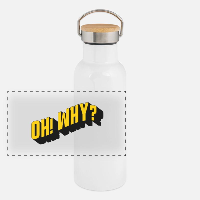 OH! POURQUOI? – Conception de texte rétro Gourde isotherme avec bouchon en bambou