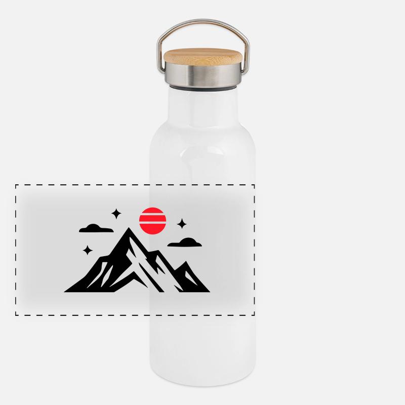 Mountains icon Panoramic Thermal Bottle with Bamboo Lid