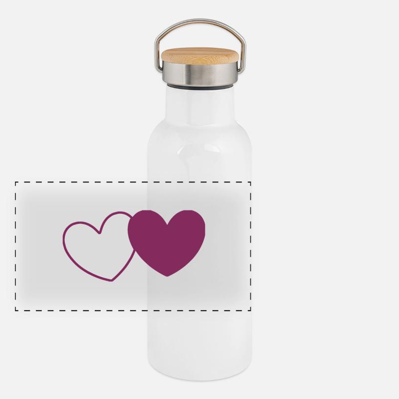 Valentinstag Herz violett Panorama Thermosflasche mit Bambusdeckel