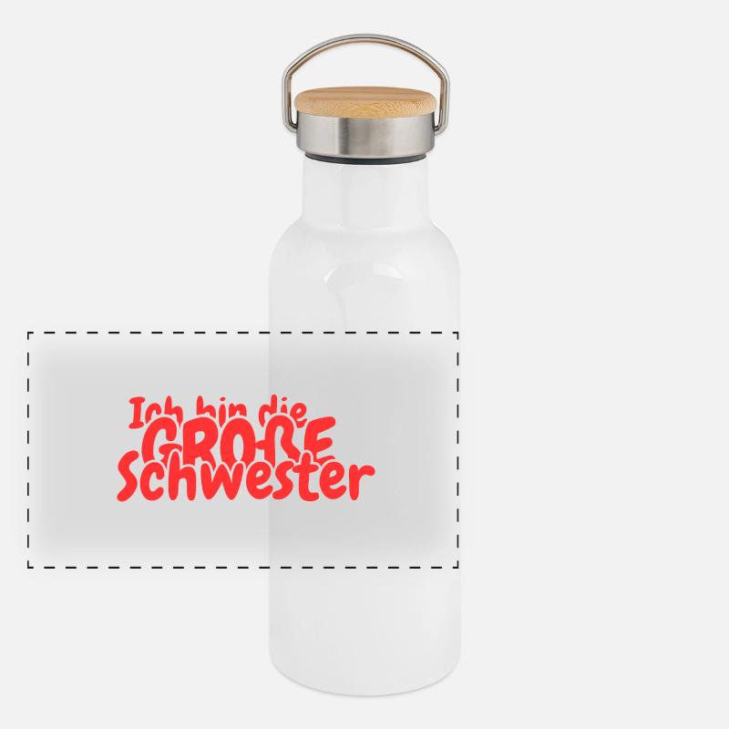 Ich bin die grosse Schwester Panorama Thermosflasche mit Bambusdeckel