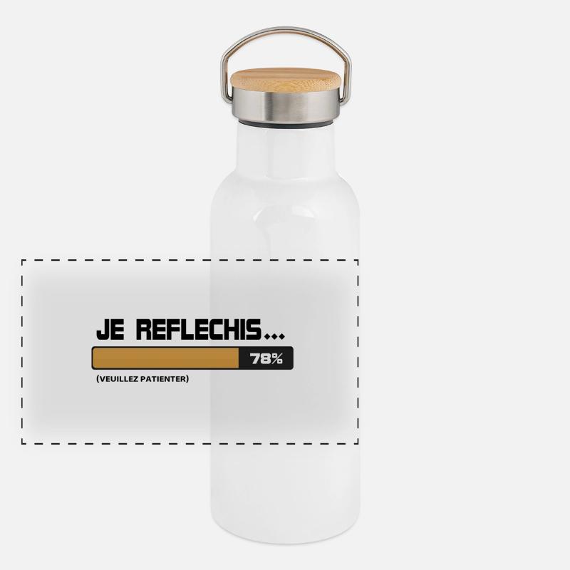 I thought, wait, please wait (beige | black) Panoramic Thermal Bottle with Bamboo Lid