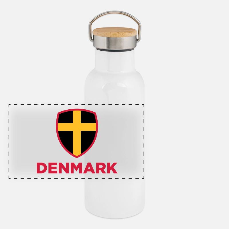 Nationalflagge von Dänemark Panorama Thermosflasche mit Bambusdeckel