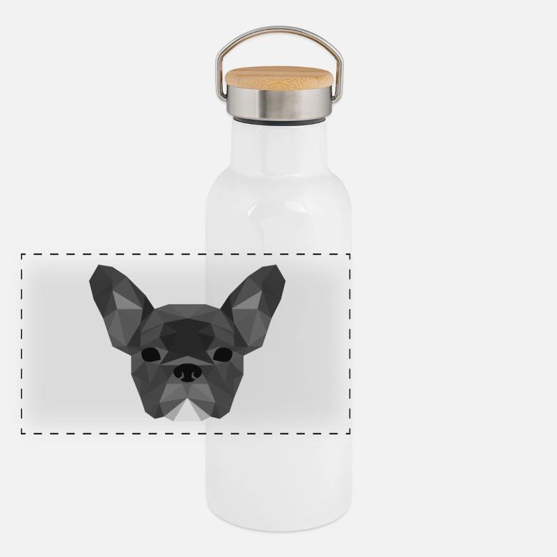 Low Poly Frenchie gray Panoramic Thermal Bottle with Bamboo Lid