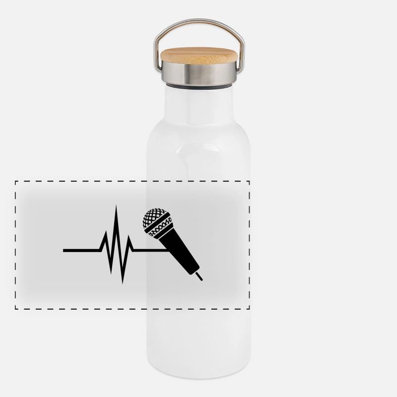 My heart beats for singing - music singing micro Panoramic Thermal Bottle with Bamboo Lid
