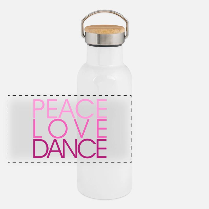 Peace Love Dance pink - Danceshirt Panoramic Thermal Bottle with Bamboo Lid