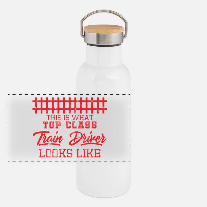 Train driver, train conductor, railway, subway, ICE, train Panoramic Thermal Bottle with Bamboo Lid