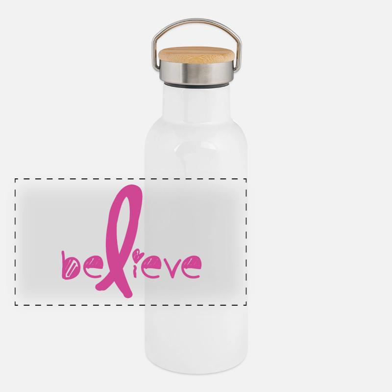 Croyez Combat de cancer Gourde isotherme avec bouchon en bambou