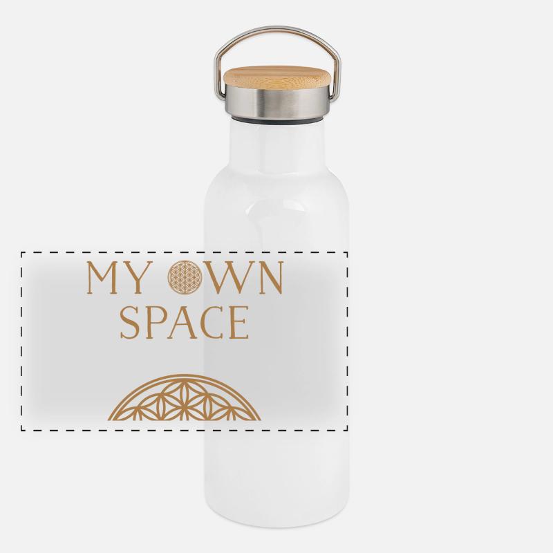 espace 28 - Gourde isotherme avec bouchon en bambou - blanc