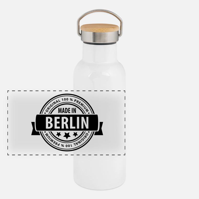 Made in BERLIN Panorama Thermosflasche mit Bambusdeckel