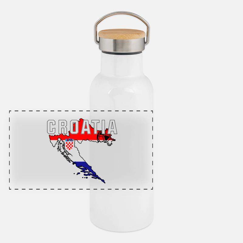Kroatien - Fanshirt Panorama Thermosflasche mit Bambusdeckel