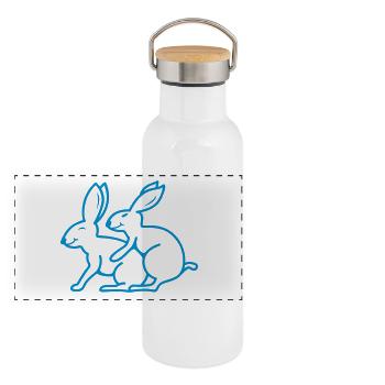 Rammler 2 - Panorama Thermosflasche mit Bambusdeckel - Weiß - Vorne