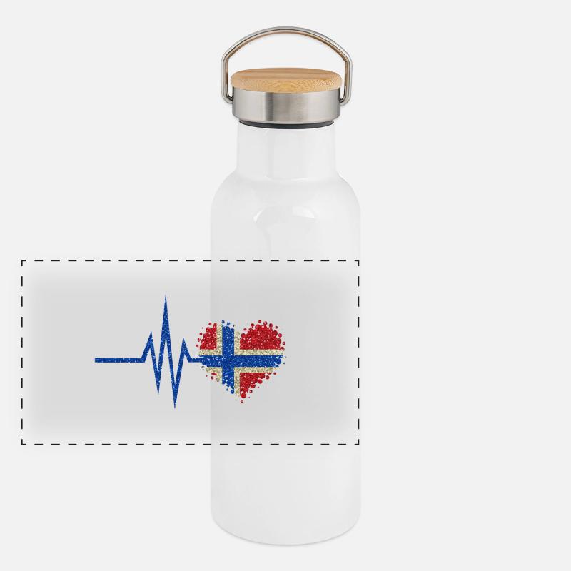 My heart beats for Norway - heart glitter Panoramic Thermal Bottle with Bamboo Lid