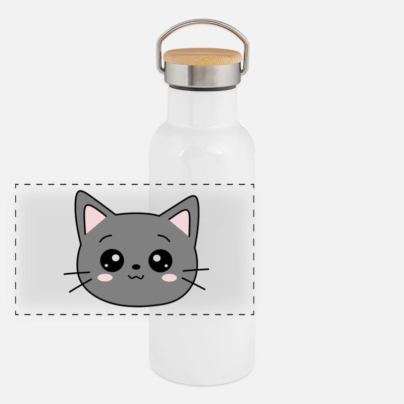 chat noir chat chaton doux cadeau de Noël Gourde isotherme avec bouchon en bambou