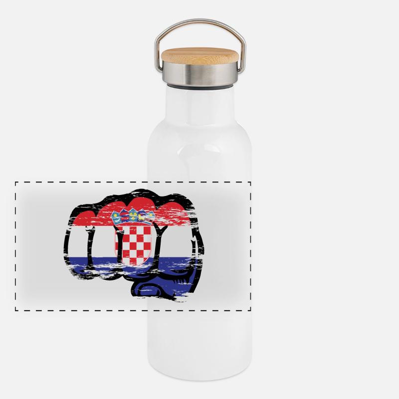 Drapeau de la Croatie poing utilisé Gourde isotherme avec bouchon en bambou