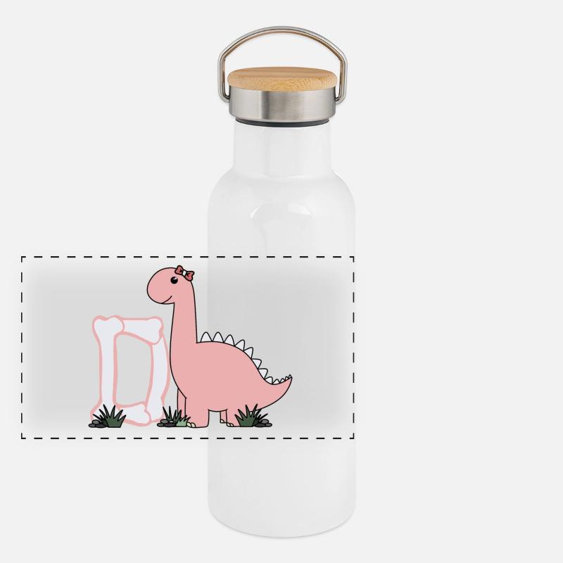 Buchstabe D Panorama Thermosflasche mit Bambusdeckel