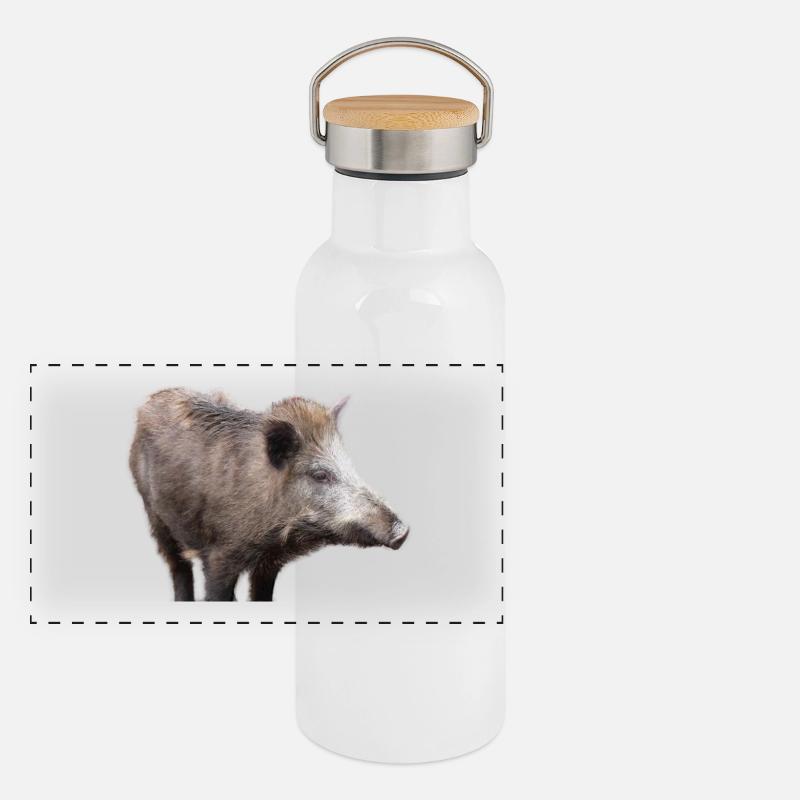 Wild boar Wild boar Pig Sow Pigs Panoramic Thermal Bottle with Bamboo Lid