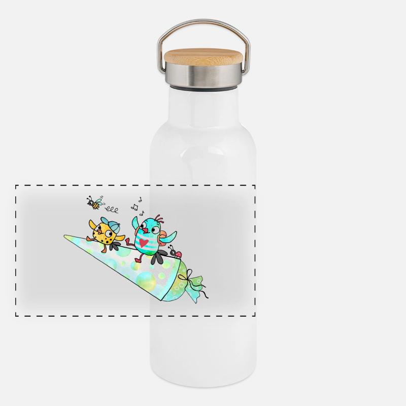 Hourra, je suis une écolière ! Gourde isotherme avec bouchon en bambou