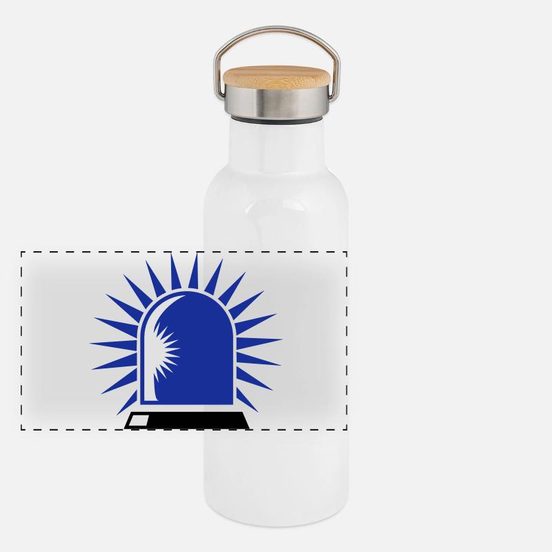 Blaulicht Panorama Thermosflasche mit Bambusdeckel