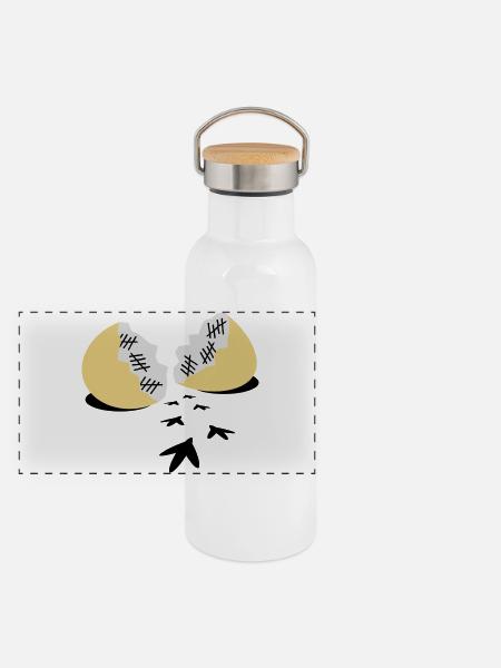 Prison Break - Panorama Thermosflasche mit Bambusdeckel - Weiß