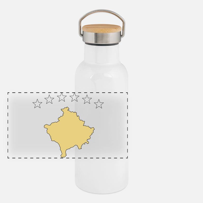 kosovo Panorama Thermosflasche mit Bambusdeckel