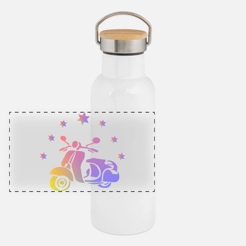 Retro scooter Panoramic Thermal Bottle with Bamboo Lid