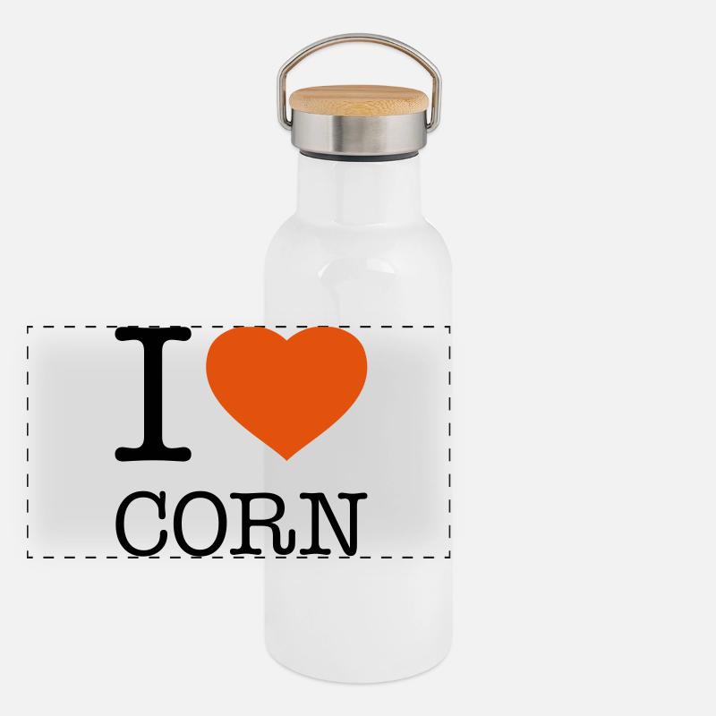 I LOVE CORN Mais Panorama Thermosflasche mit Bambusdeckel