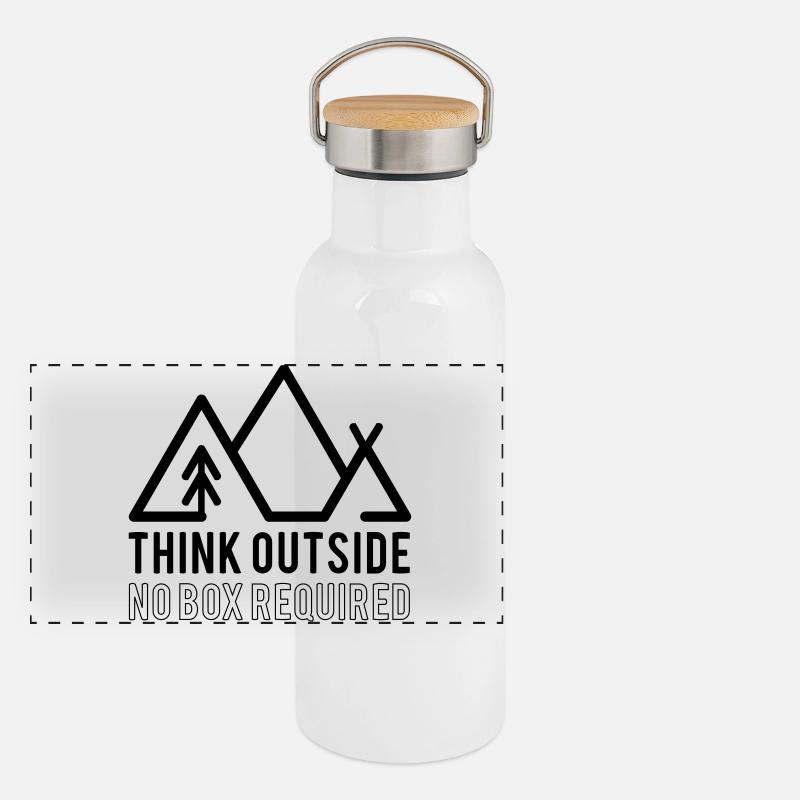 Think Outside No Box Required Quote Panoramic Thermal Bottle with Bamboo Lid