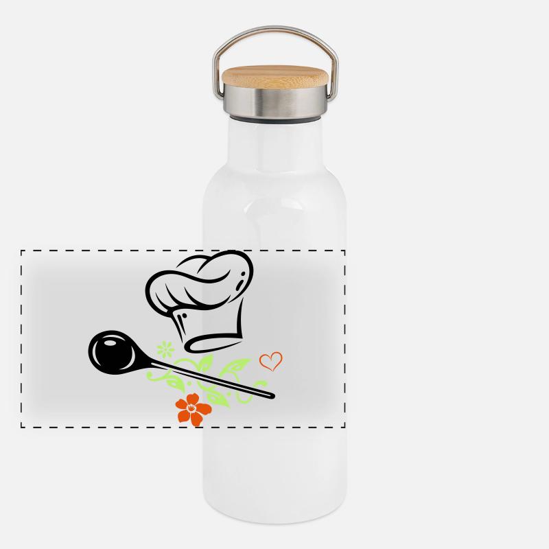 Cuillère en bois Gourde isotherme avec bouchon en bambou