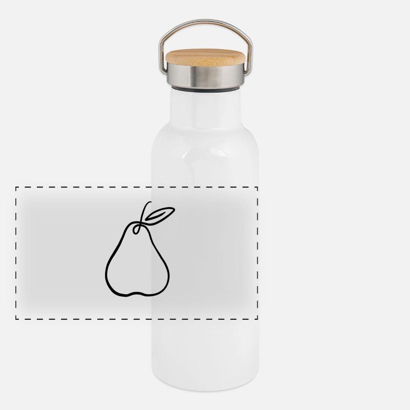 Pear Illustration – Minimal Fruit Design Panoramic Thermal Bottle with Bamboo Lid