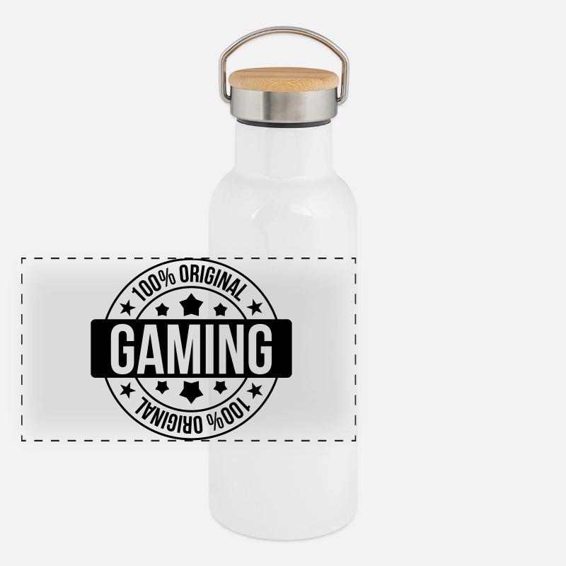 Gamer / Gaming Gourde isotherme avec bouchon en bambou