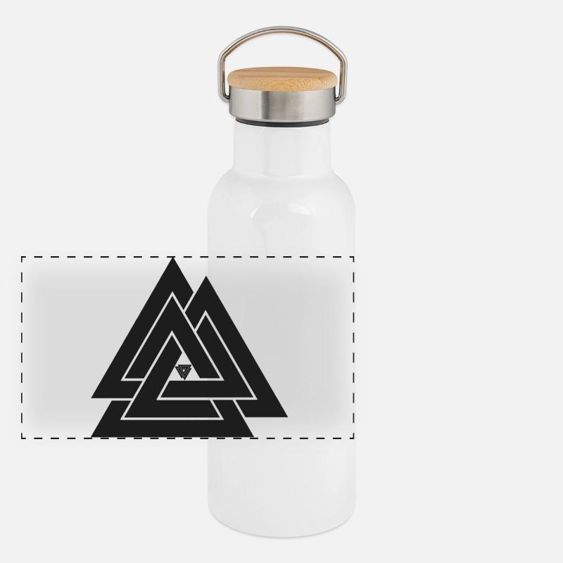 Valknut Wikinger Symbol Panorama Thermosflasche mit Bambusdeckel