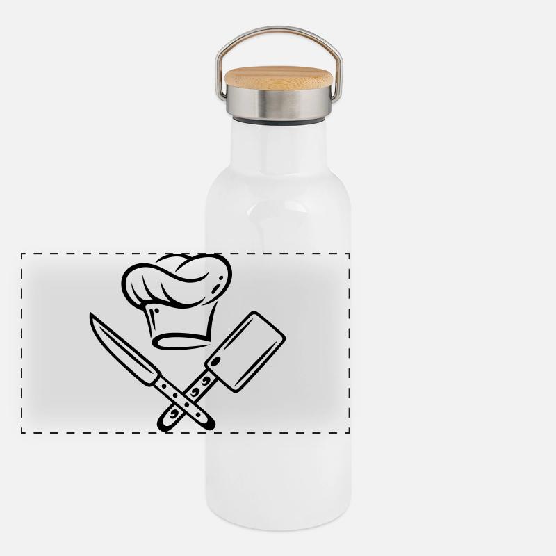 Cuisiner, chapeau de chef Gourde isotherme avec bouchon en bambou