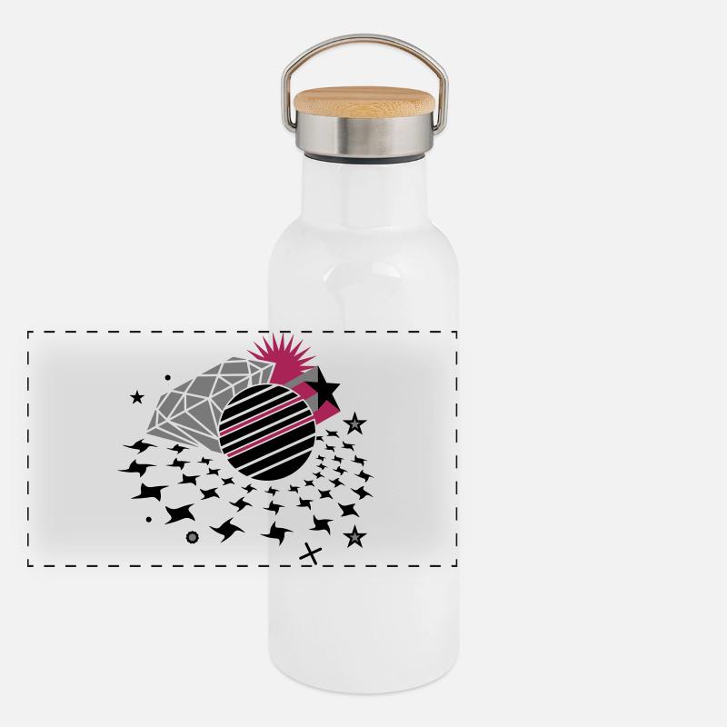 Lumières disco avec étoile 3D, boule disco et diamant Gourde isotherme avec bouchon en bambou