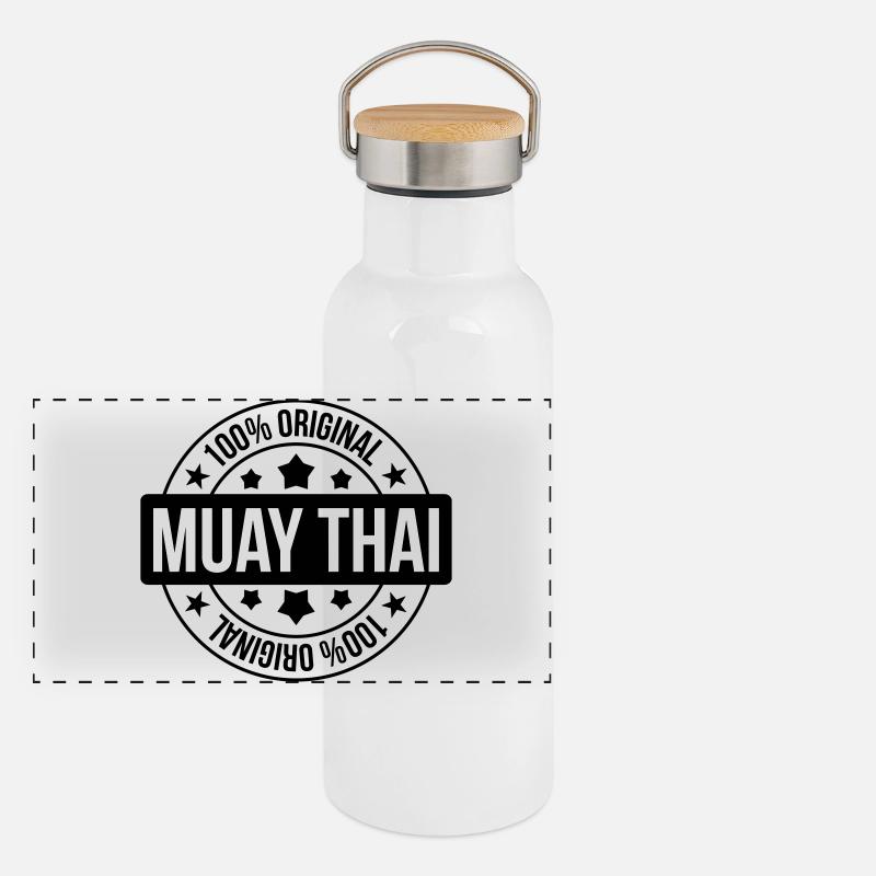 Muay-Thai - Thai-Boxen Panorama Thermosflasche mit Bambusdeckel
