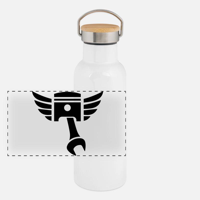 Piston key emblem with wings Panoramic Thermal Bottle with Bamboo Lid