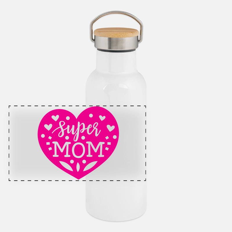 Super maman Gourde isotherme avec bouchon en bambou