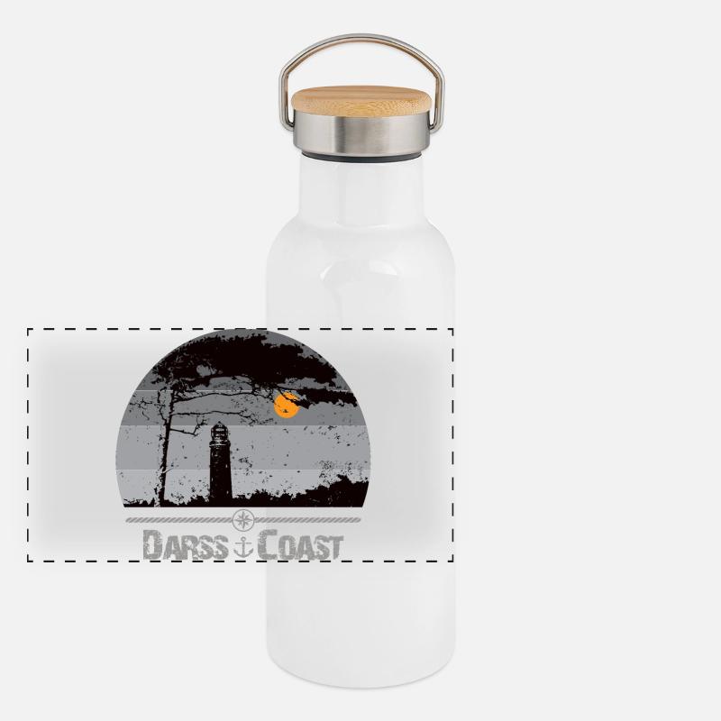 Darss Coast - Halbinsel Darss Panorama Thermosflasche mit Bambusdeckel
