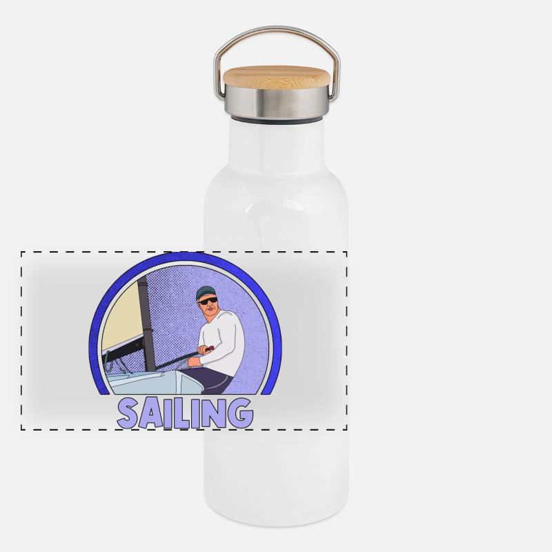 Segeln Panorama Thermosflasche mit Bambusdeckel