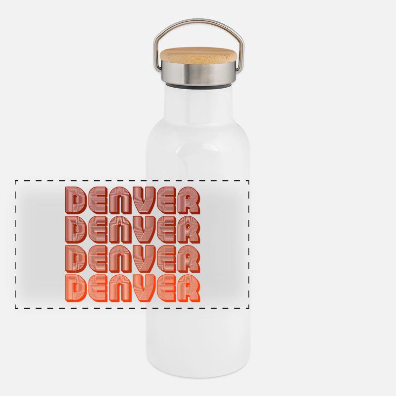 Denver Retro Blockschrift Panorama Thermosflasche mit Bambusdeckel