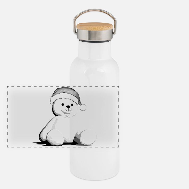 Bärchen Panorama Thermosflasche mit Bambusdeckel