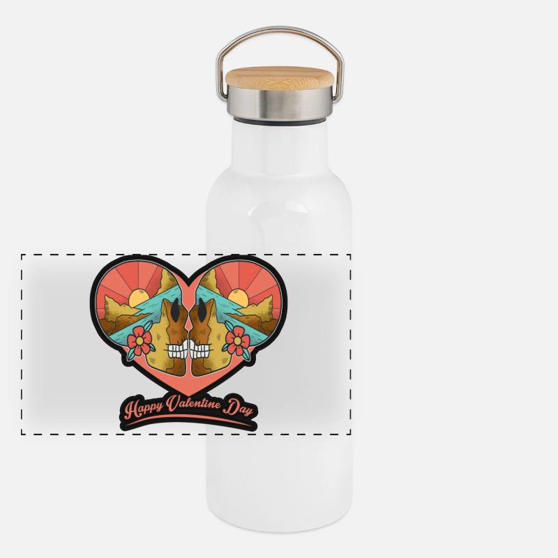 Joyeuse Saint-Valentin Gourde isotherme avec bouchon en bambou