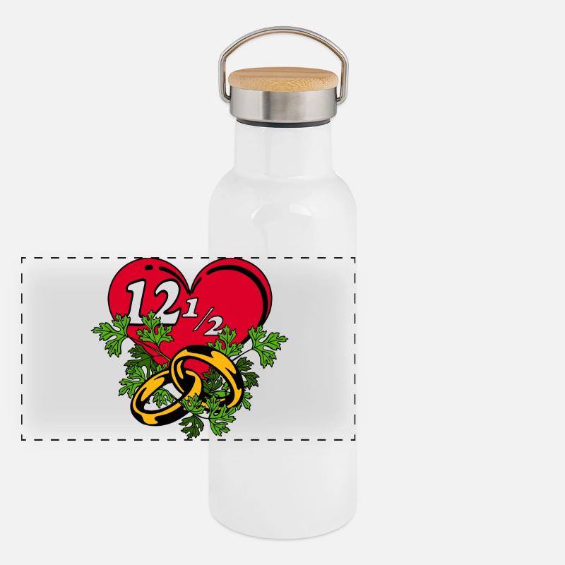 Parsley Wedding,12,5 Years,Wedding Anniversary(25) - Panoramic Thermal Bottle with Bamboo Lid - white