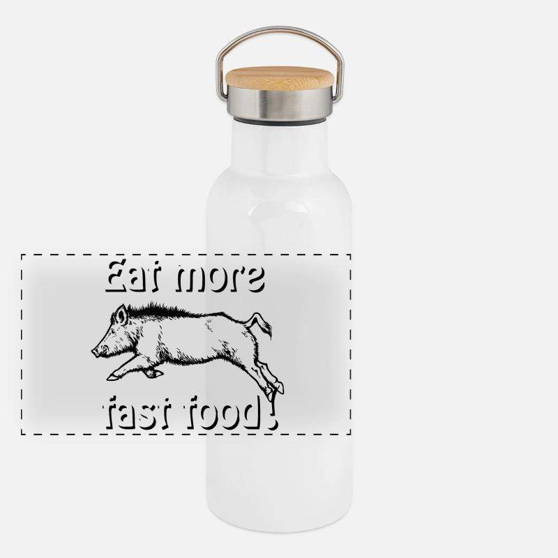 Mangez plus de restauration rapide - Sanglier Gourde isotherme avec bouchon en bambou