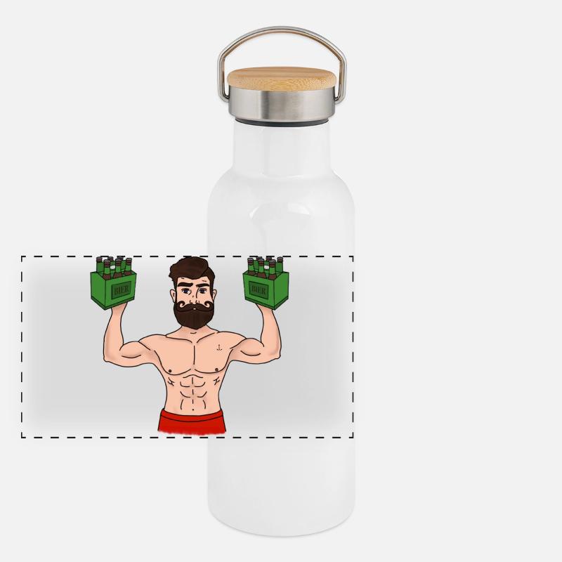 Sixpack Träger Panorama Thermosflasche mit Bambusdeckel