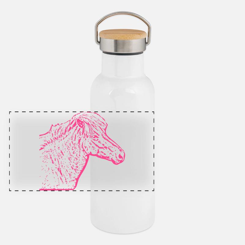 Pferd rosa pink Panorama Thermosflasche mit Bambusdeckel