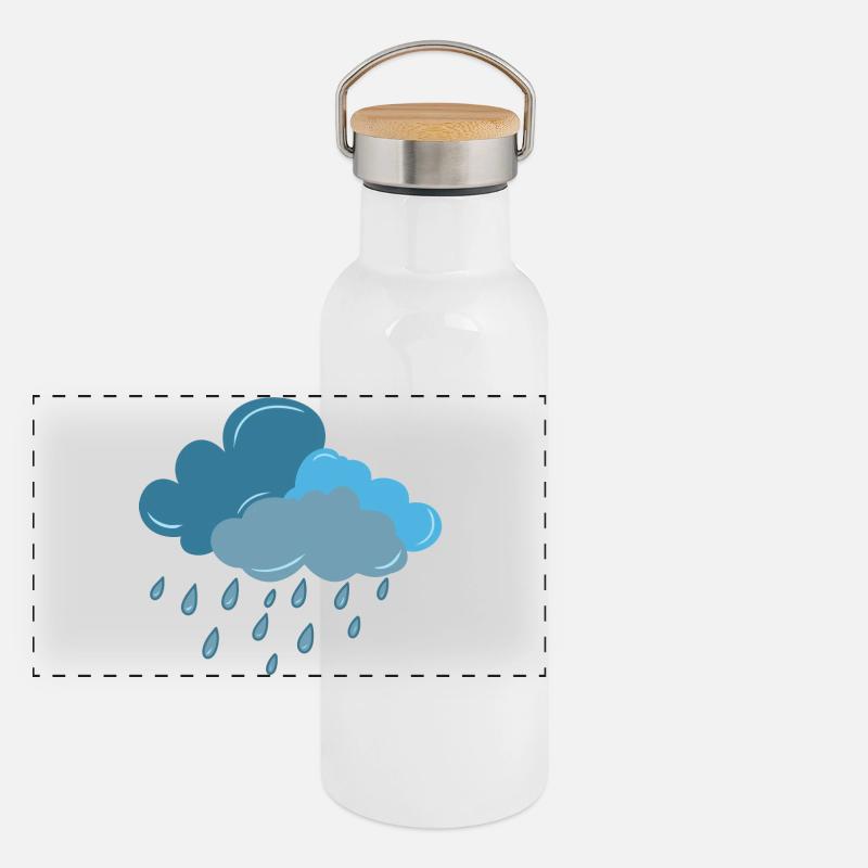 nuage, pluie, orage Gourde isotherme avec bouchon en bambou