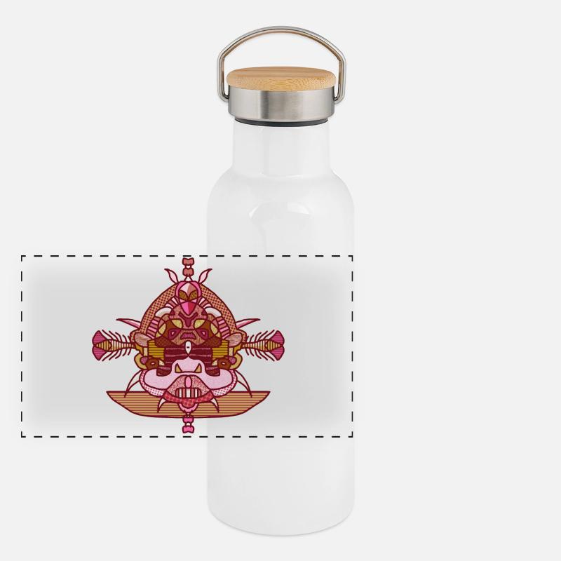 Sitting Buddah - Panoramic Thermal Bottle with Bamboo Lid - white