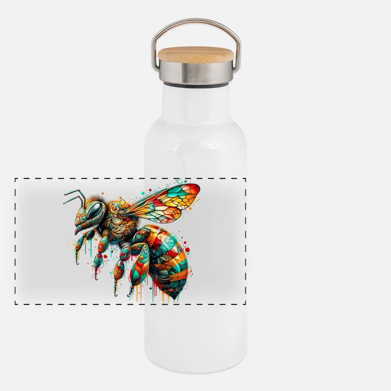 Biene Panorama Thermosflasche mit Bambusdeckel