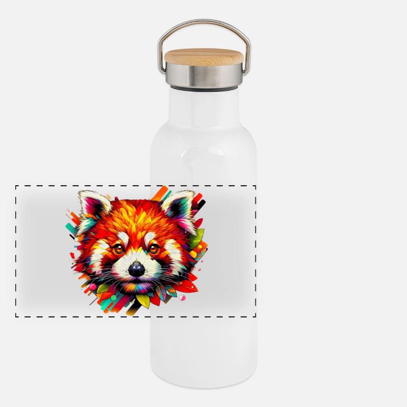 Red panda Panoramic Thermal Bottle with Bamboo Lid