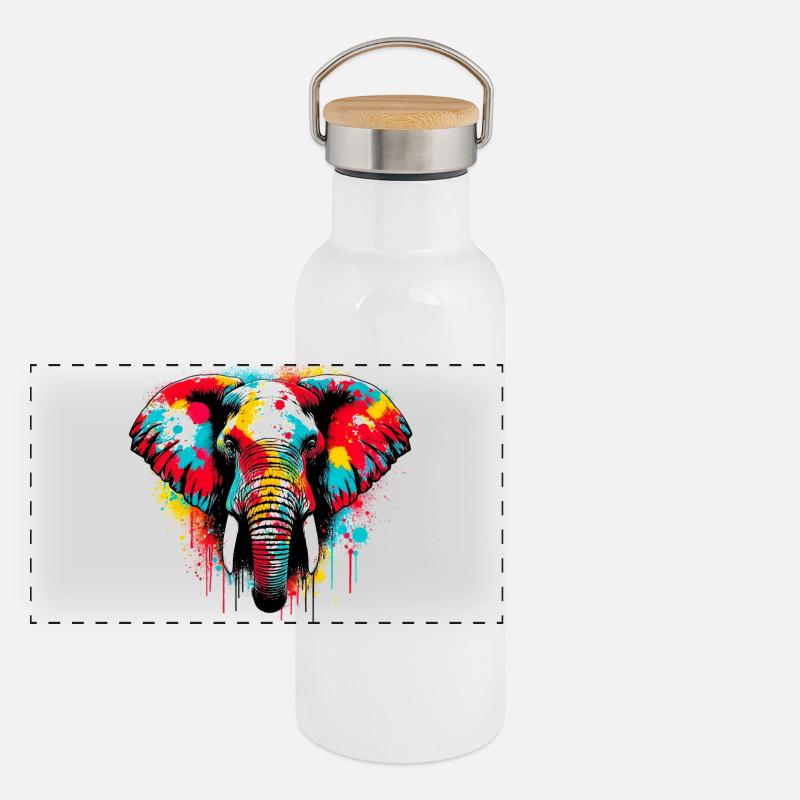 Éléphant Gourde isotherme avec bouchon en bambou